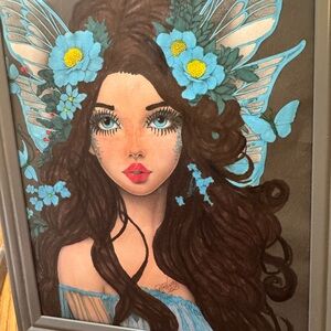 Enchanting Fairy Art Illustration with Blue Accents